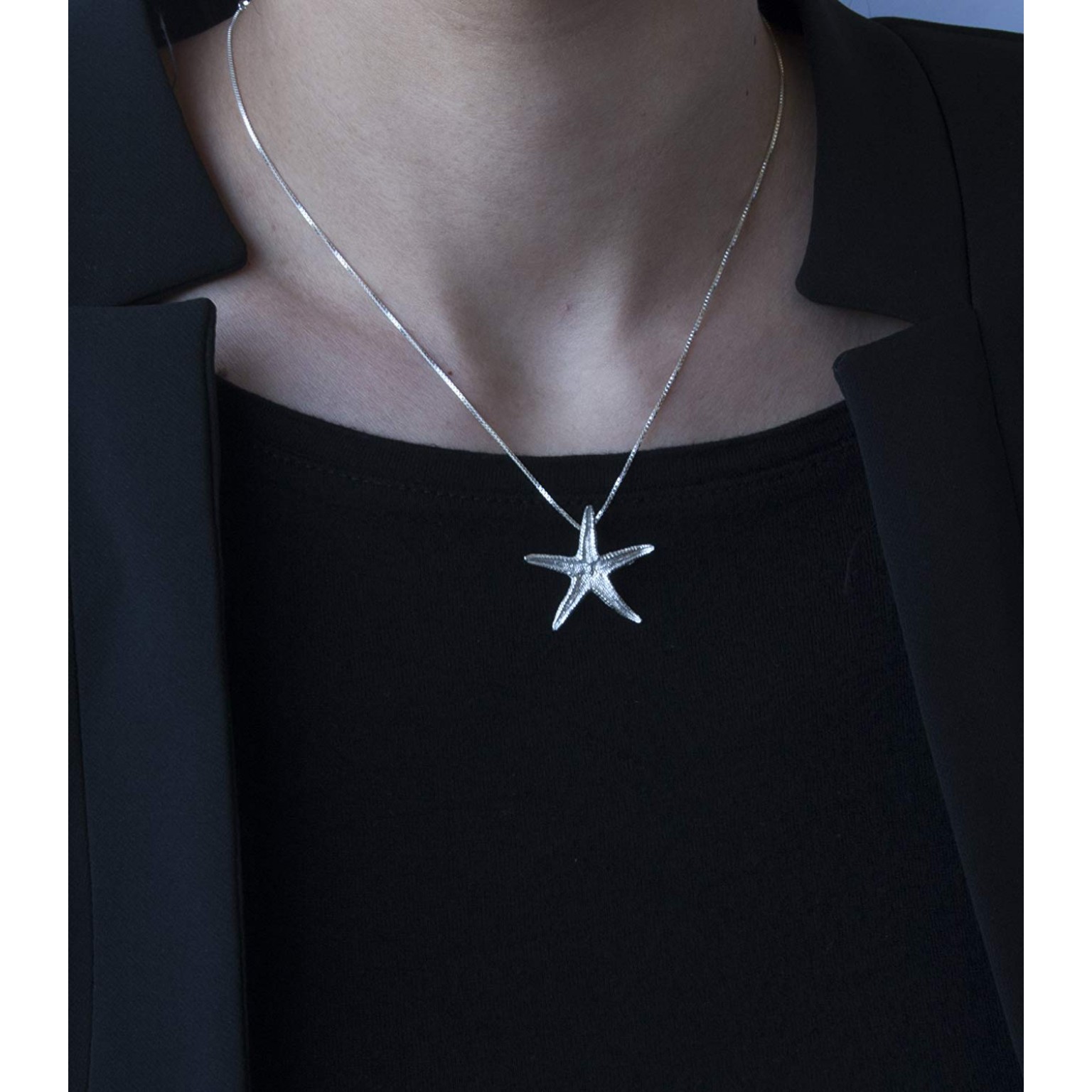 Collana Girocollo Donna In Oro Bianco 18 Kt Con Pendente A Forma Di Stella Con Diamanti Naturali 009 Ct - Foto 11