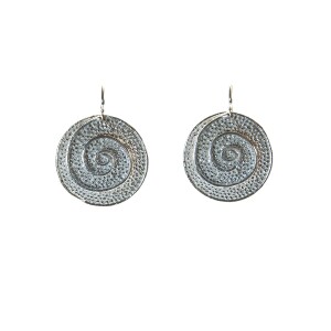 Orecchini Granulato Tondo Spirale Argento